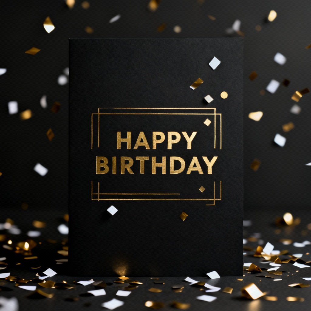Minimalist black and gold birthday message