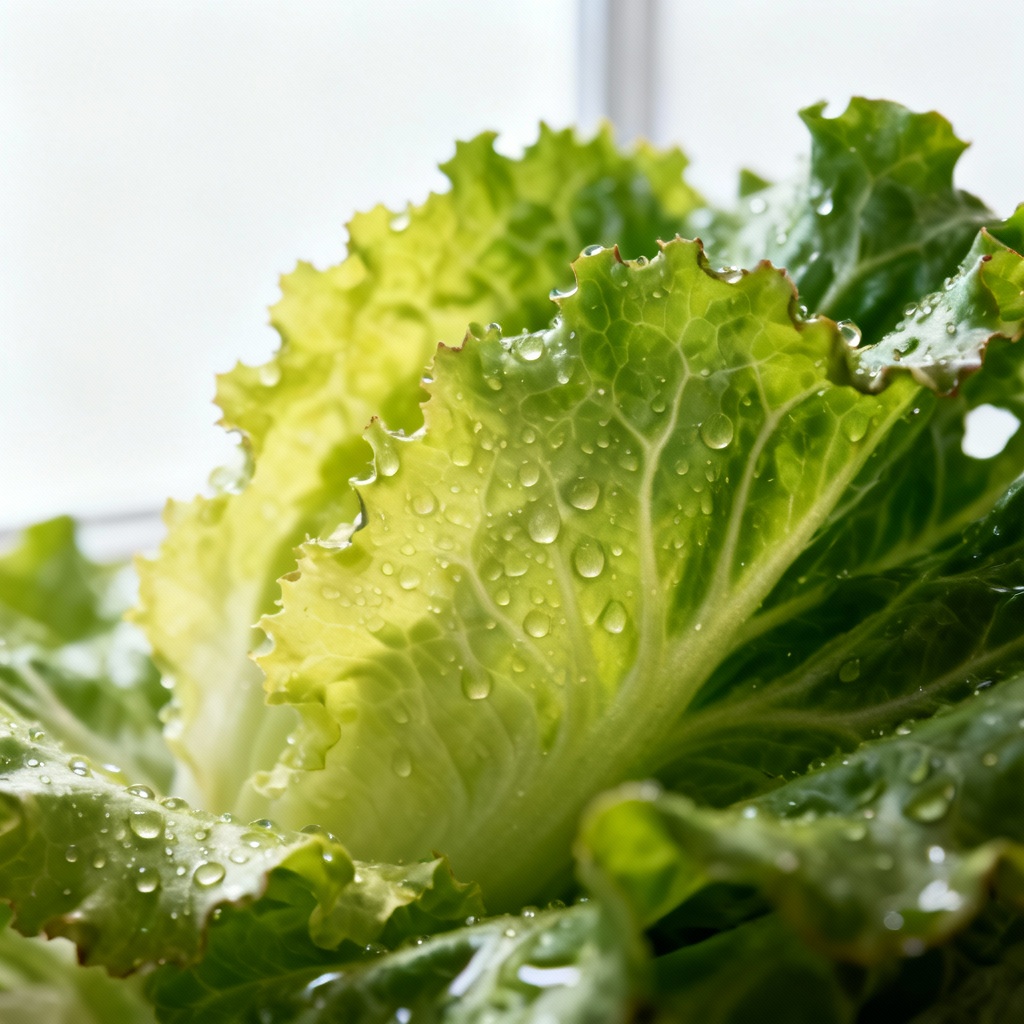 AI macro of lettuce with dew drops