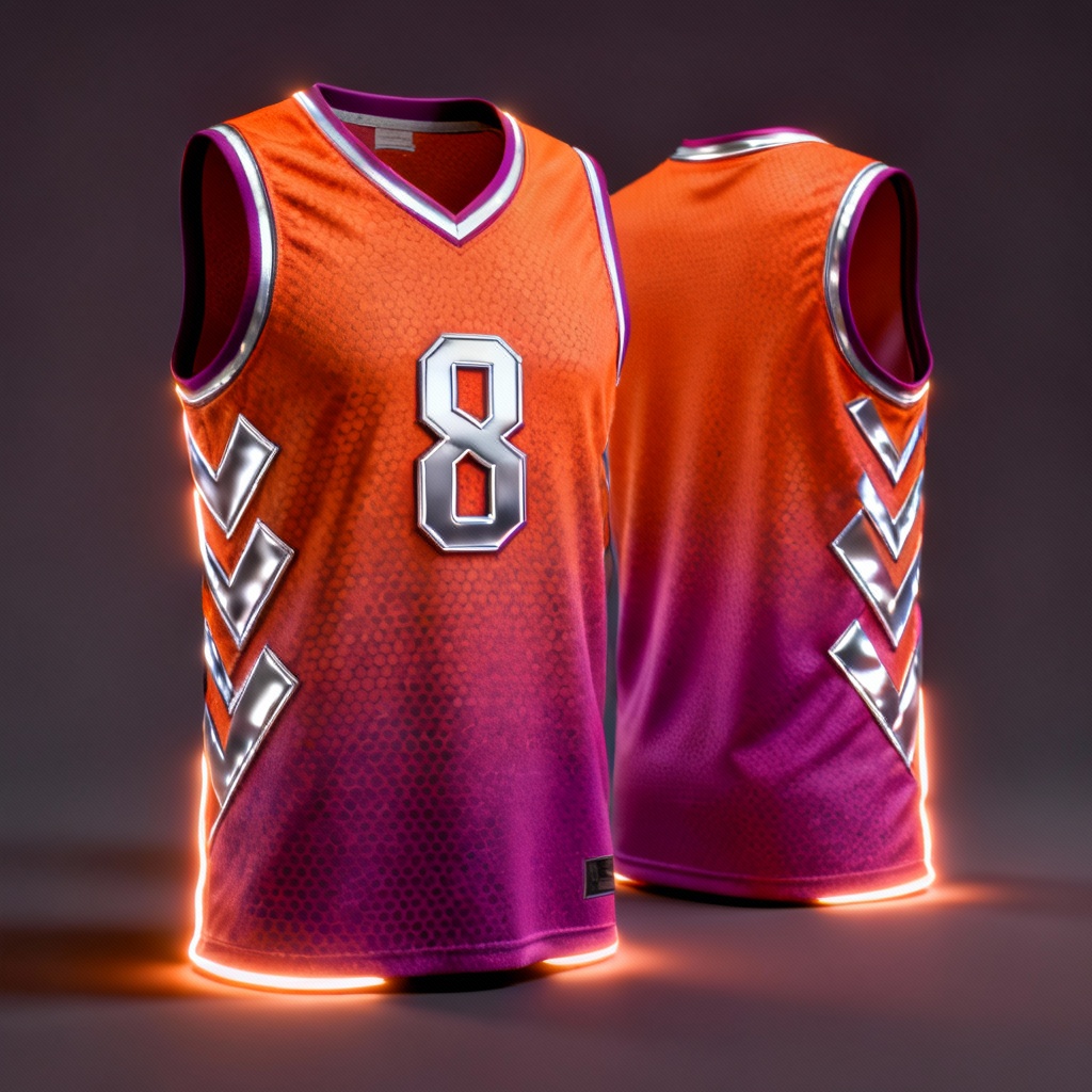Modern gradient basketball jersey with chevron side panels