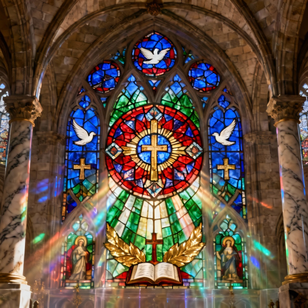 AI stained glass prayer window design
