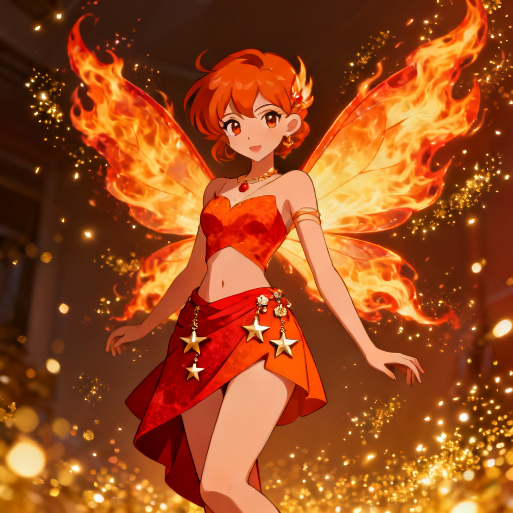 AI Winx OC Believix fire fairy with flame wings