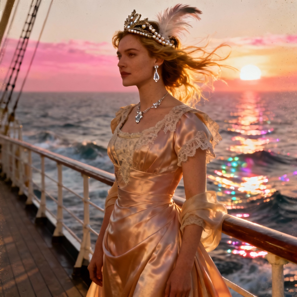 Titanic princess at sunset on the Atlantic