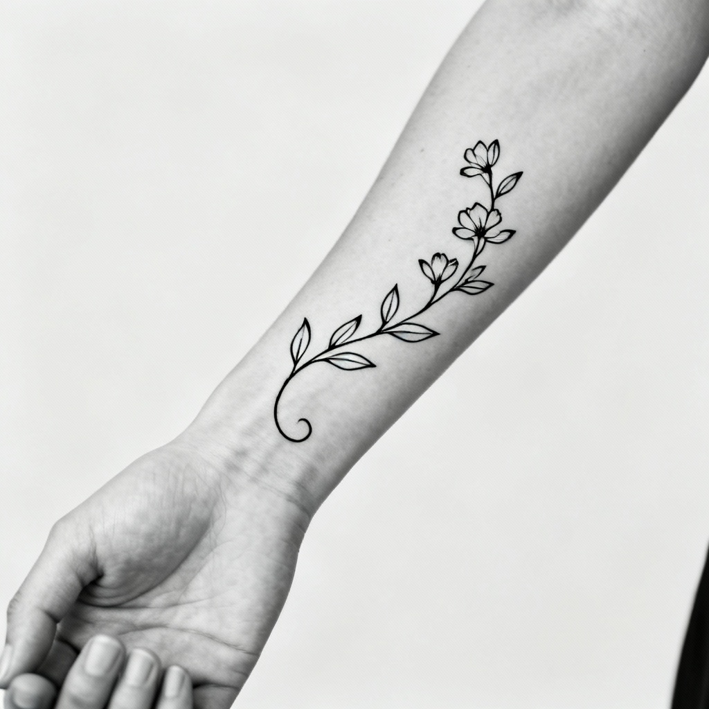 AI floral wrist tattoo with delicate petals