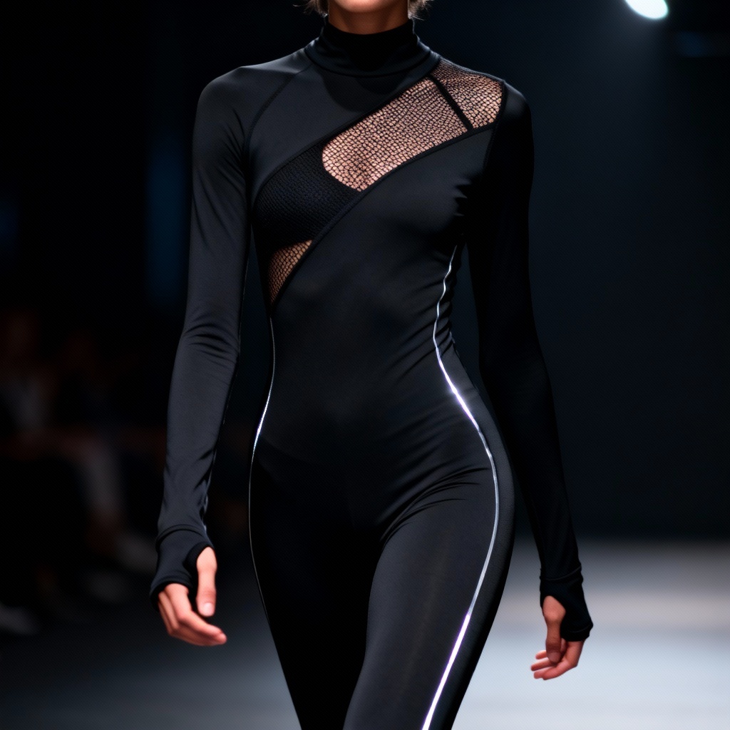 AI Contemporary Ballet Unitard with mesh cutouts