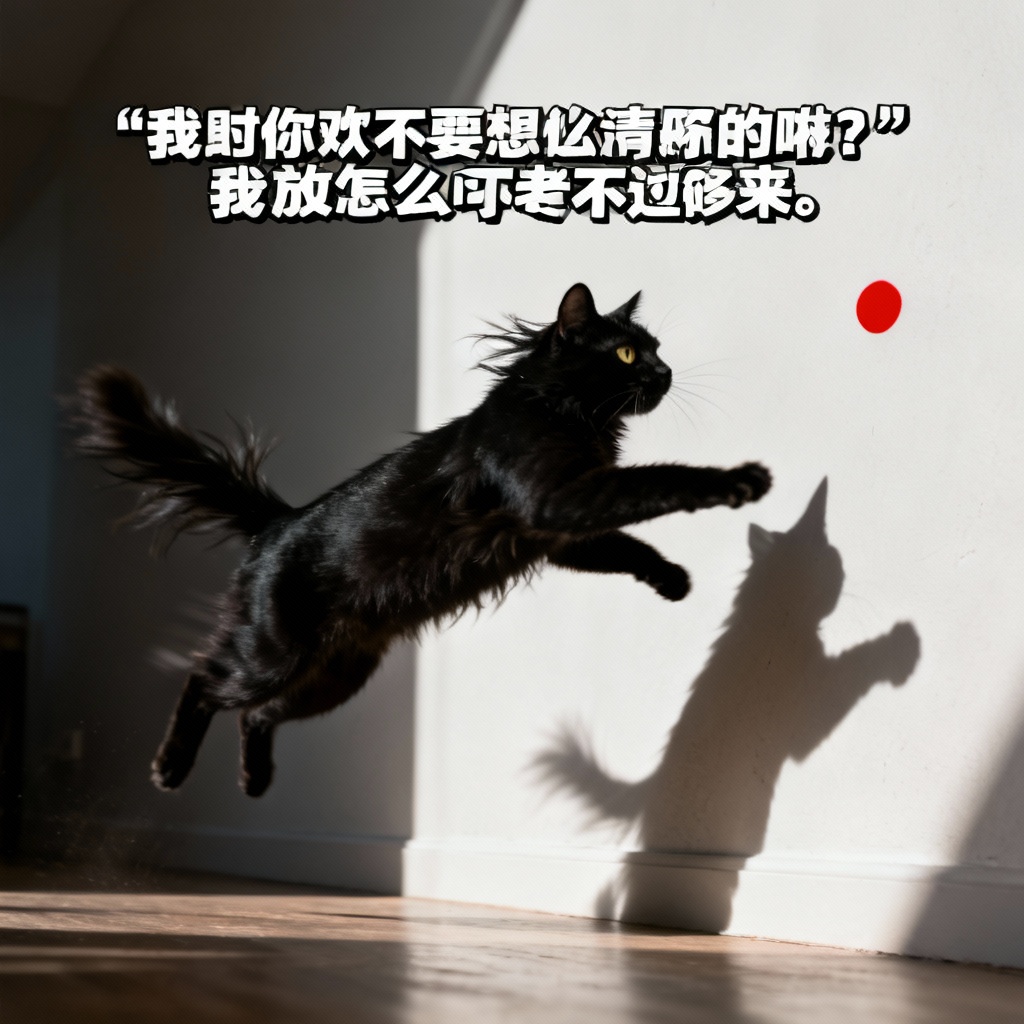 AI cat meme example with laser pointer chase