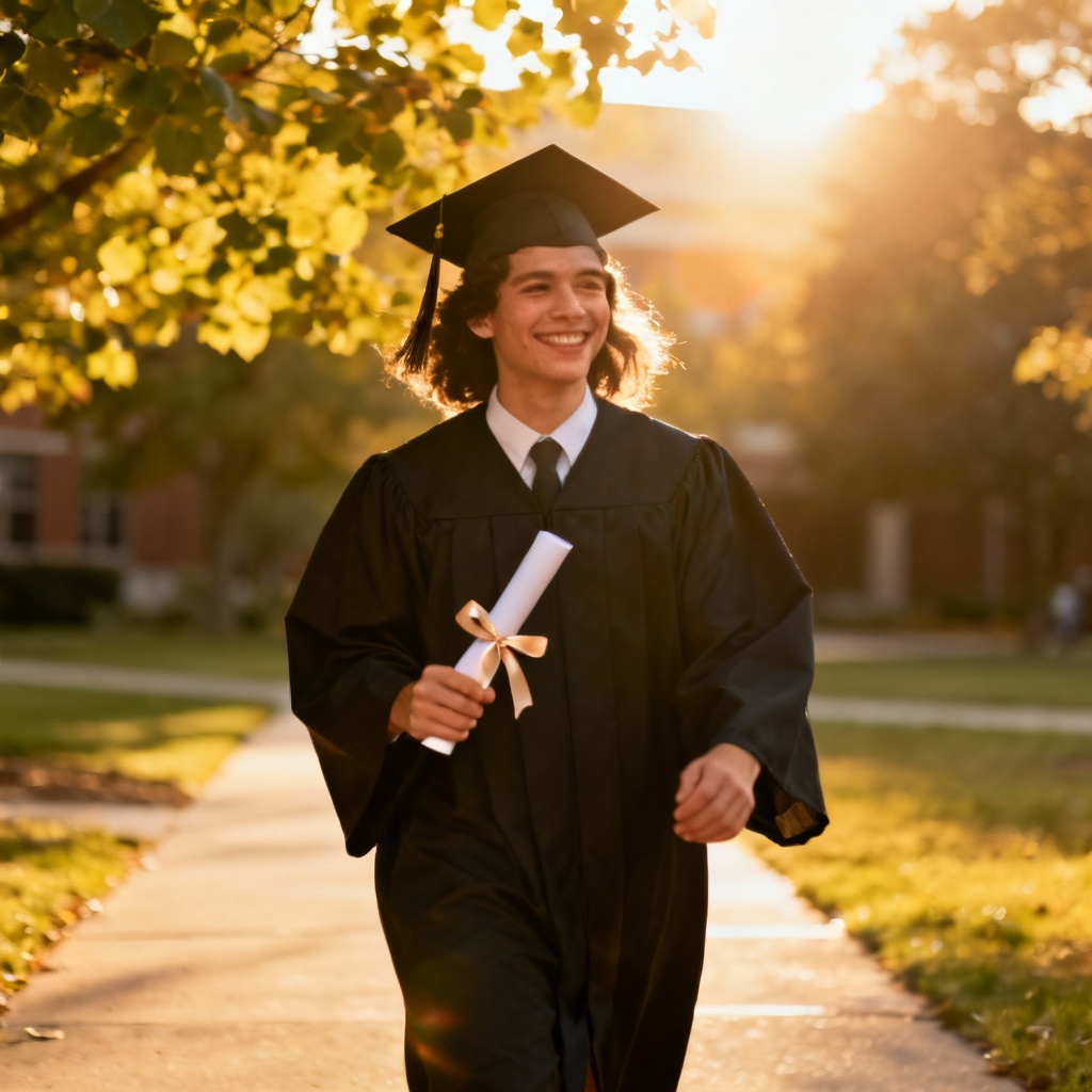 AI outdoor campus graduation photo