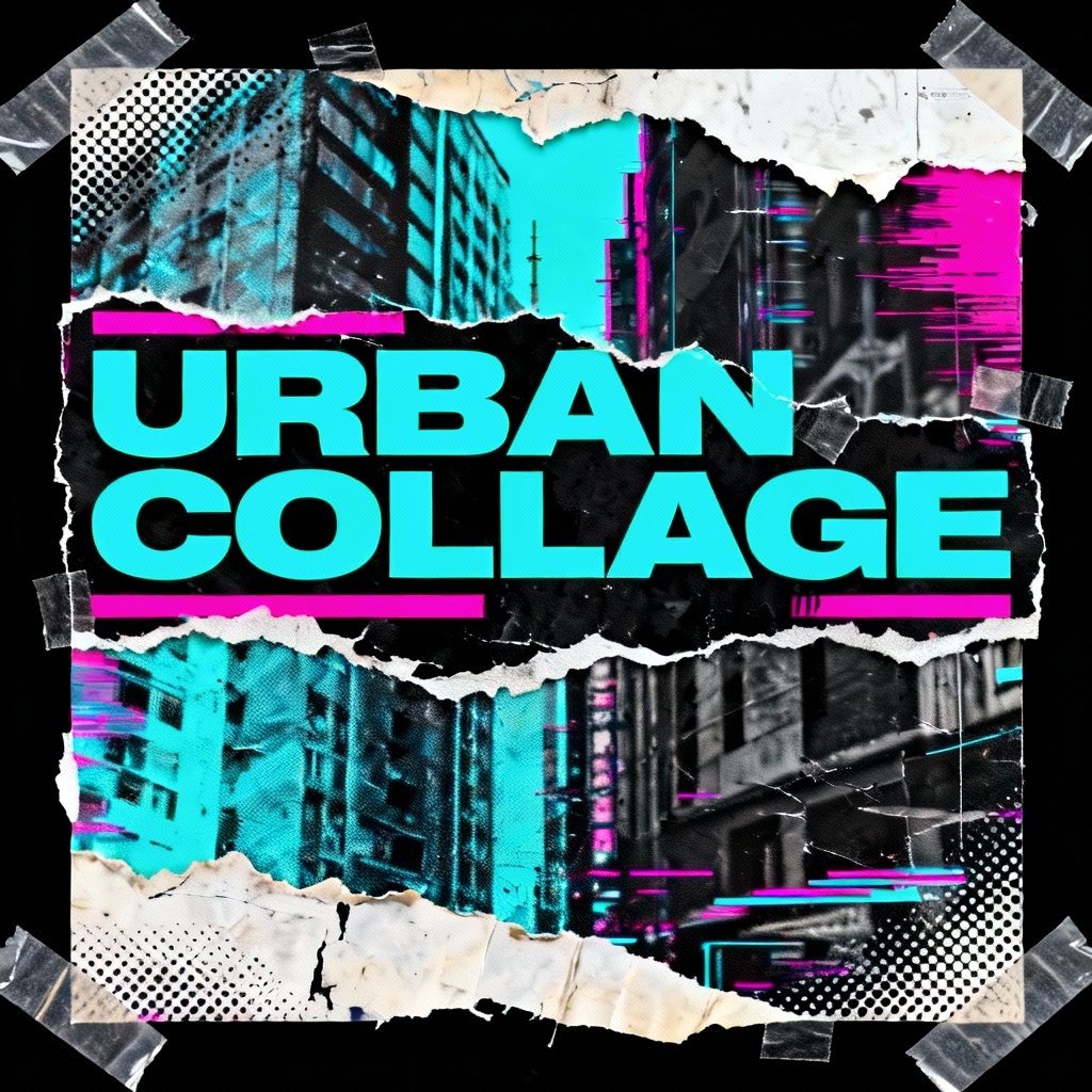 AI glitchcore street poster with torn paper and RGB shift