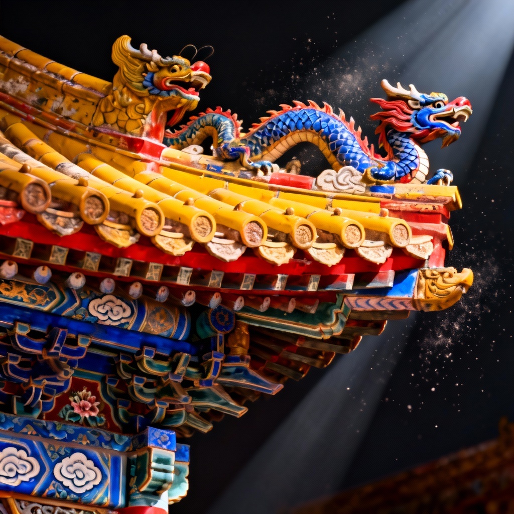 AI close-up of Forbidden City dragon eaves