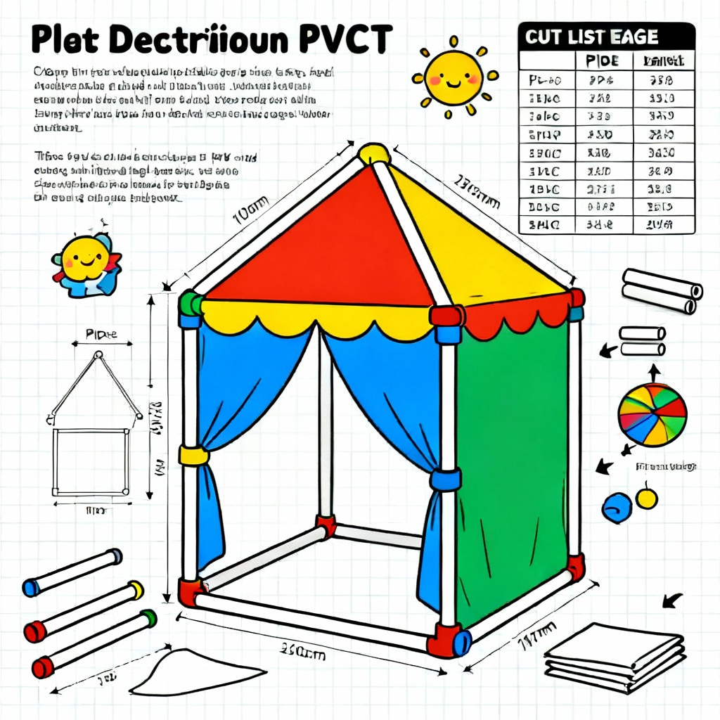 AI DIY kids fort plan with color coded parts