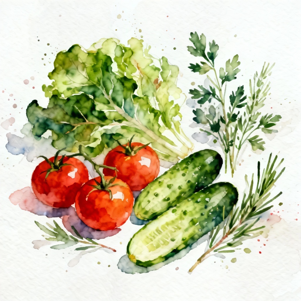 AI watercolor vegetable illustration
