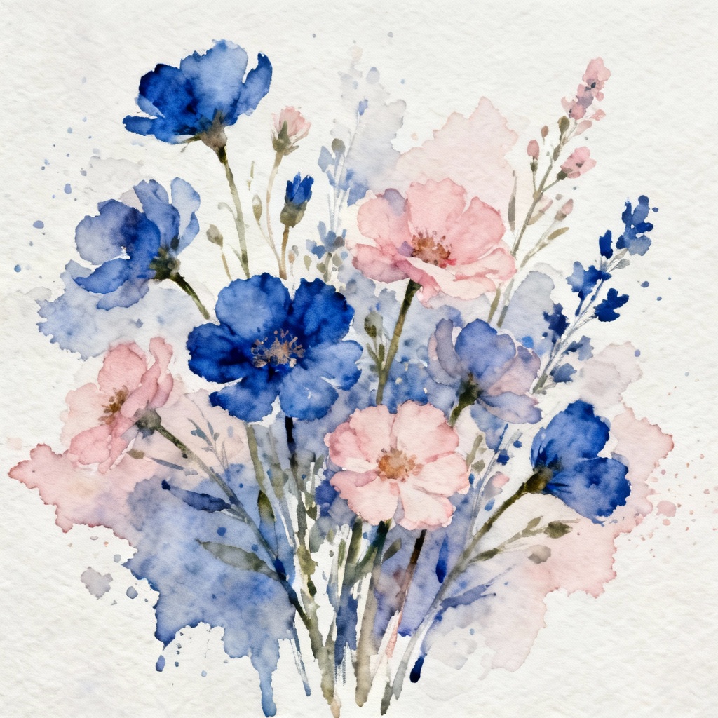AI watercolor wildflower soft petals wash