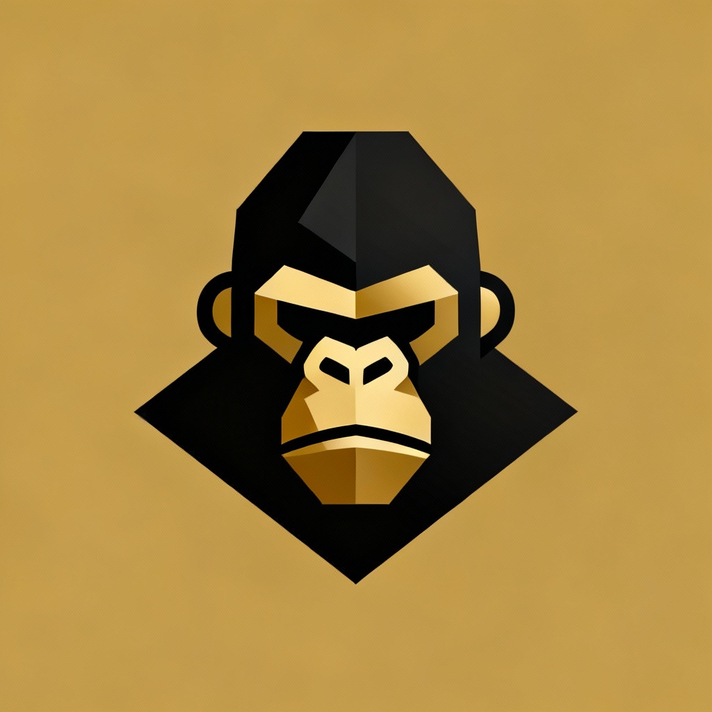 Gorilla logo emblem minimal black and gold