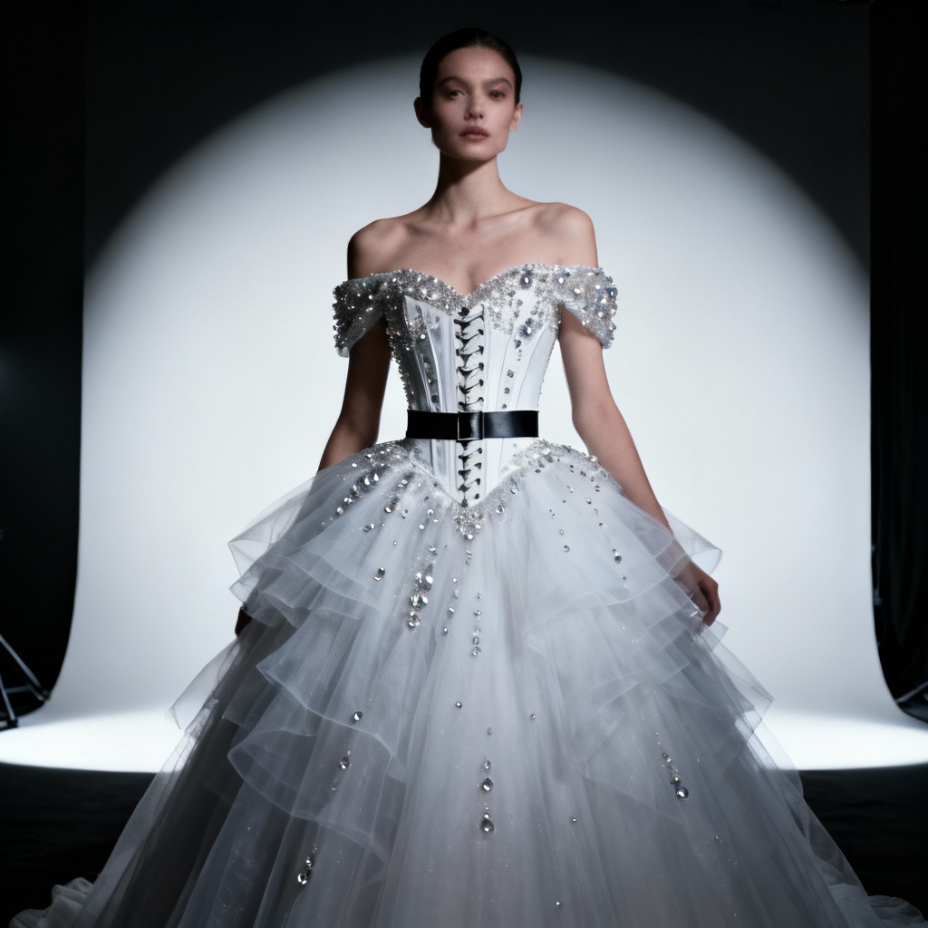 AI Off-Shoulder Ball Gown Corset Wedding Dress