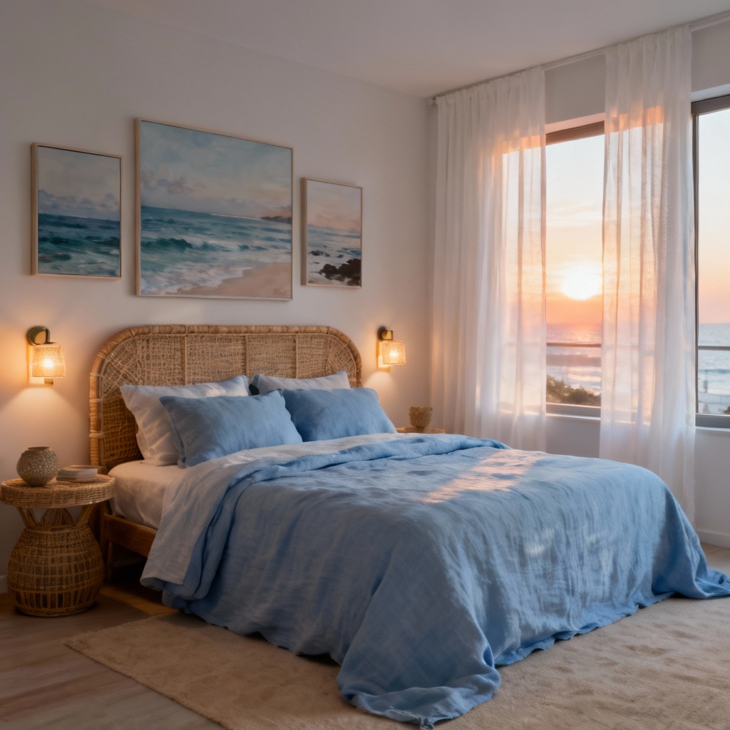 AI Coastal Bedroom Design