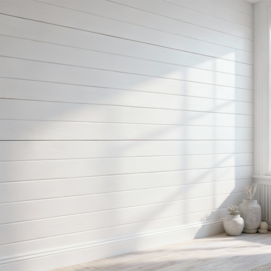 AI generated white shiplap wooden wall with coastal vibe