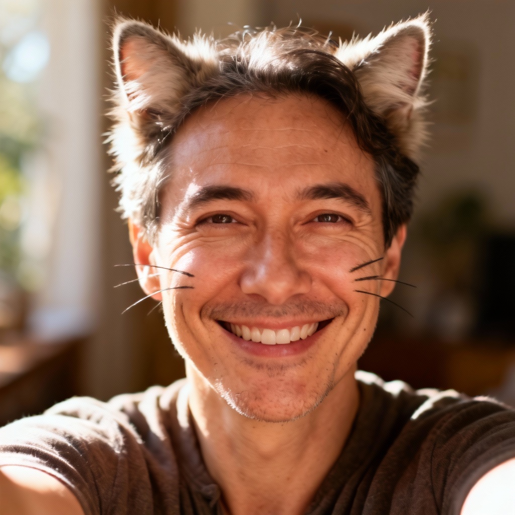 AI selfie with cute cat ears