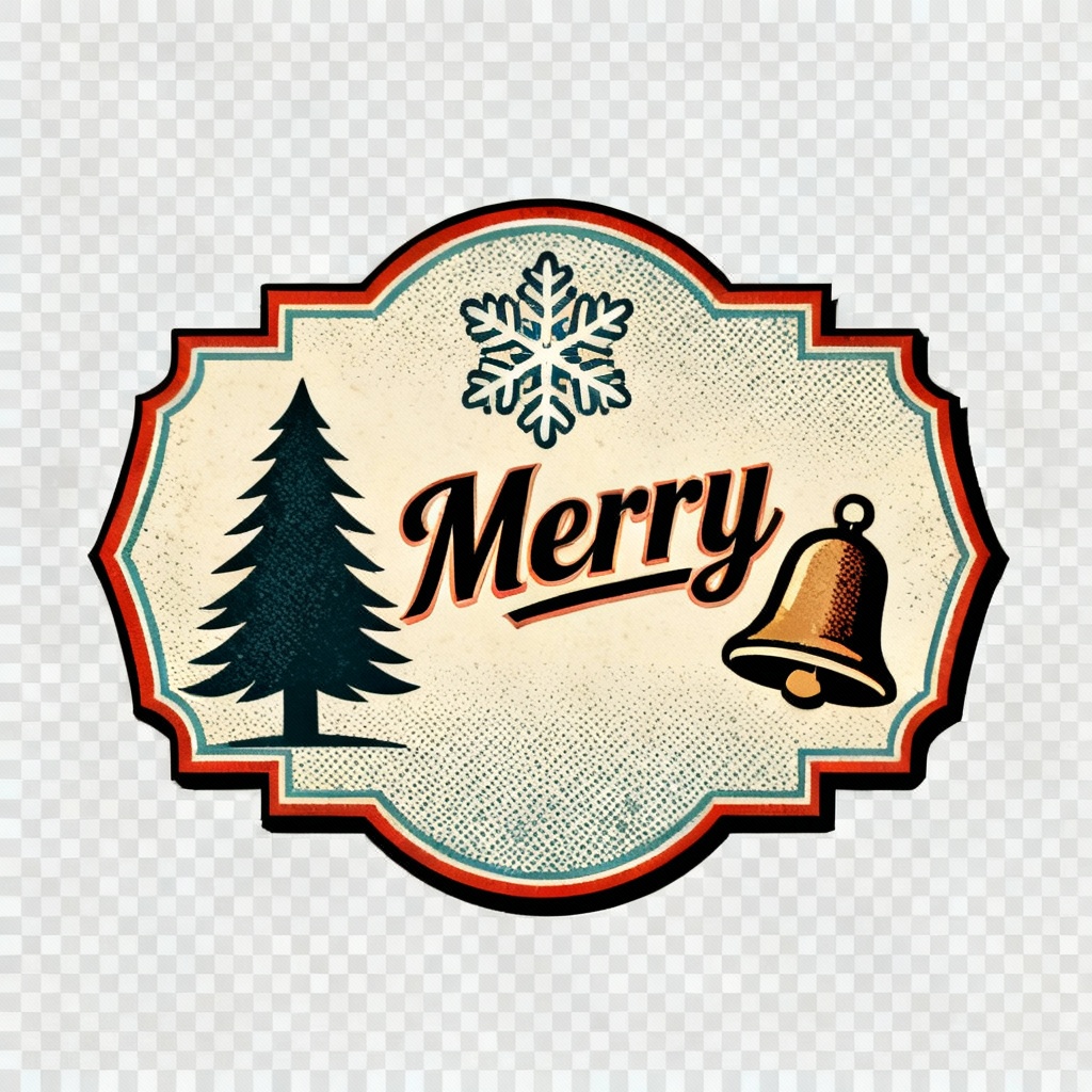 Retro mid-century Christmas badge pack with vintage textures