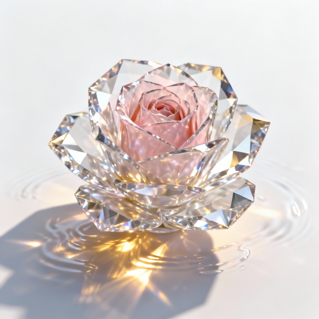 AI Glass Crystal Rose Sculpture