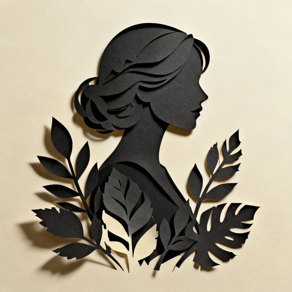 AI floral papercut silhouette with botanical shapes
