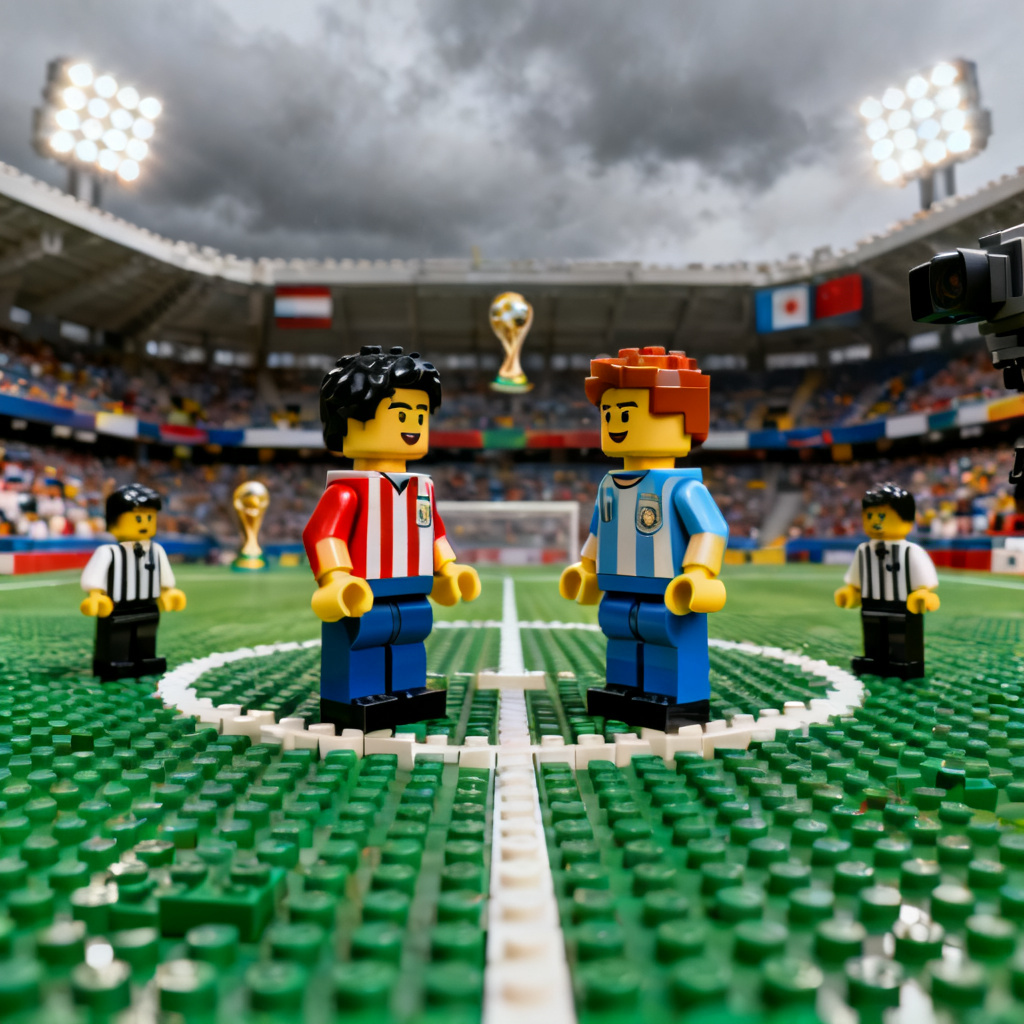 AI worldcup-lego classic final matchup on brick pitch