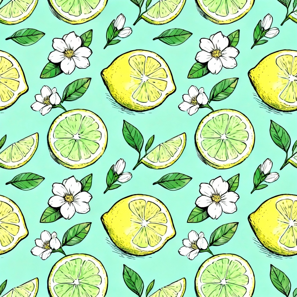 AI seamless lemon pattern for fabric and wallpaper