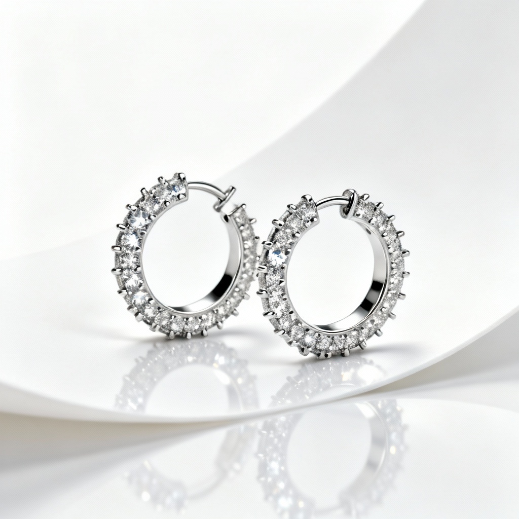 AI crystal halo earrings on white background