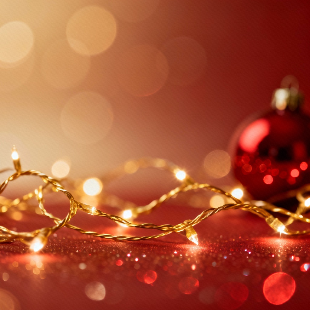 AI gold and red ornament glow background with luxury holiday feel