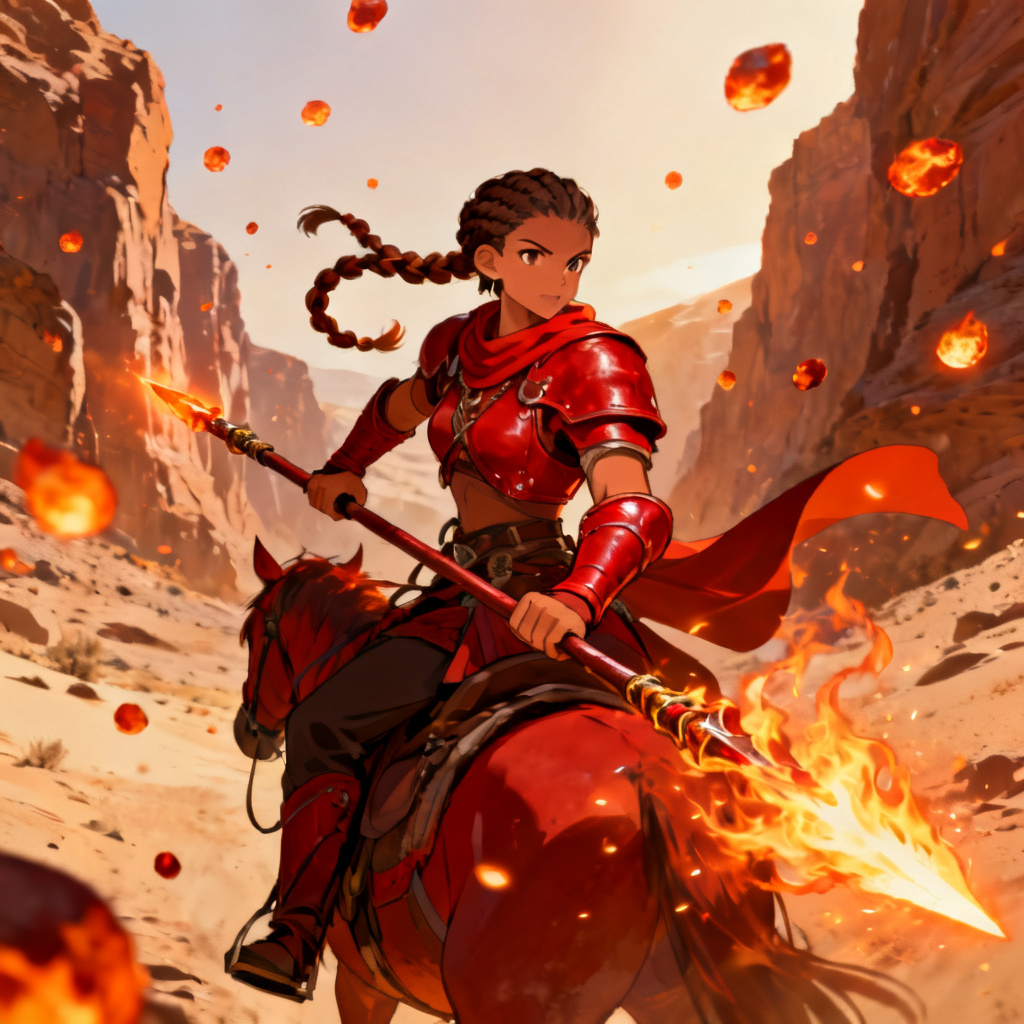 AI Genshin OC banner of a Natlan Pyro rider