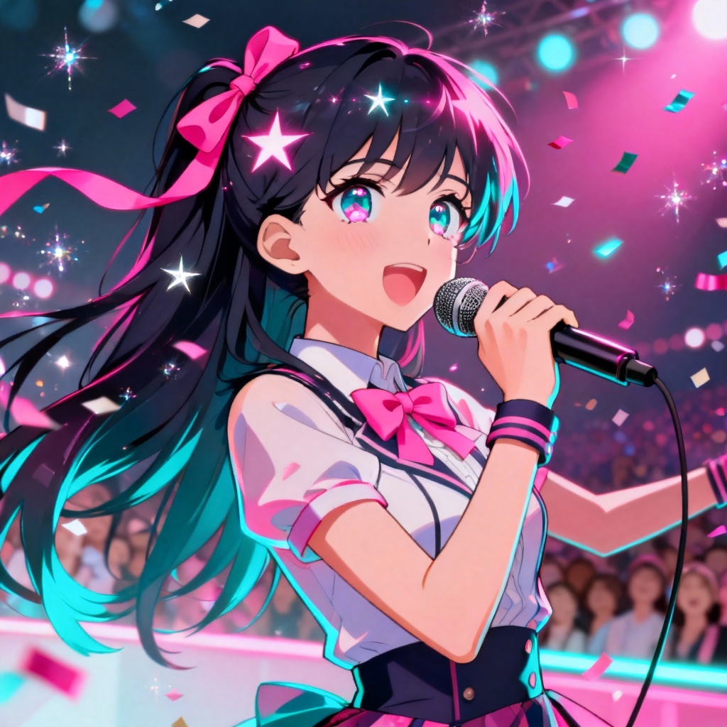 AI Hoshino idol portrait on stage