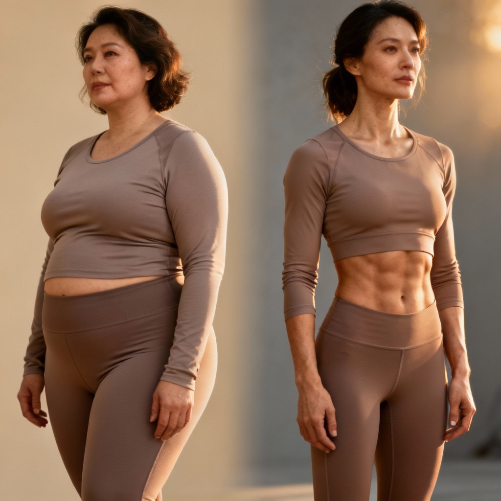 AI curvy to athletic female transformation