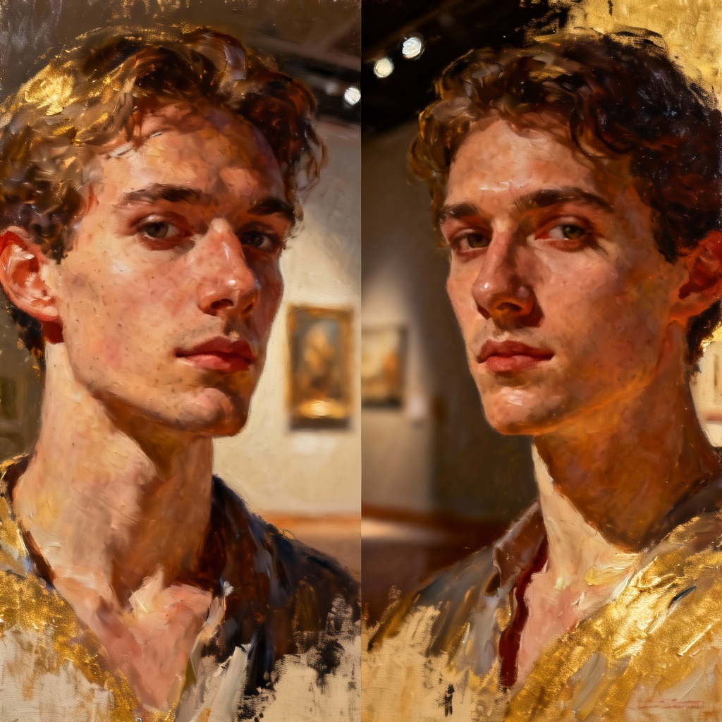 AI photo to painting oil portrait example
