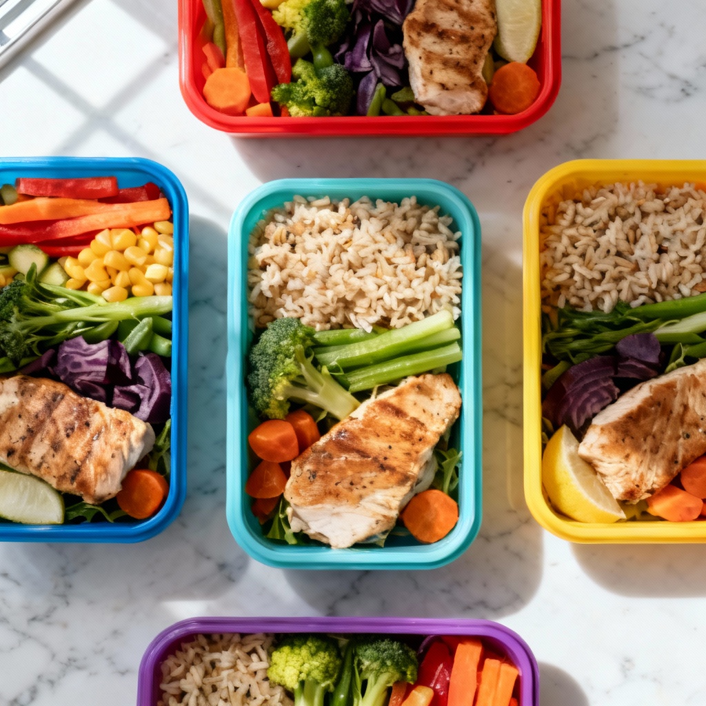 AI balanced meal prep containers on marble