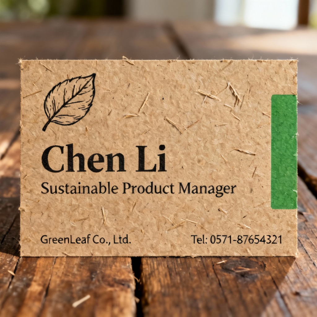Eco kraft paper visiting card with green accent and logo