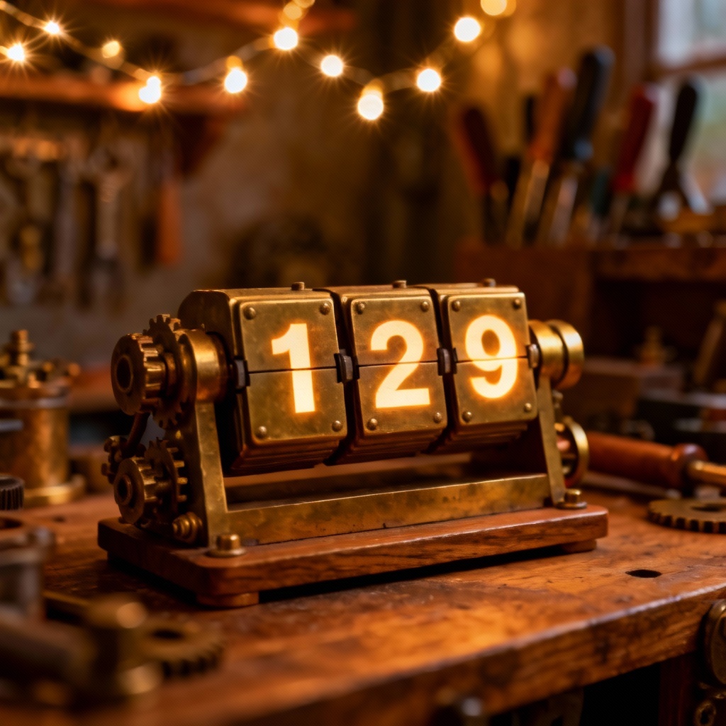 AI Santa workshop flip clock countdown