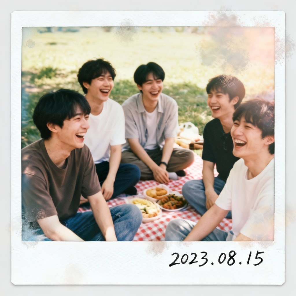 AI polaroid style candid snapshot with instant film border
