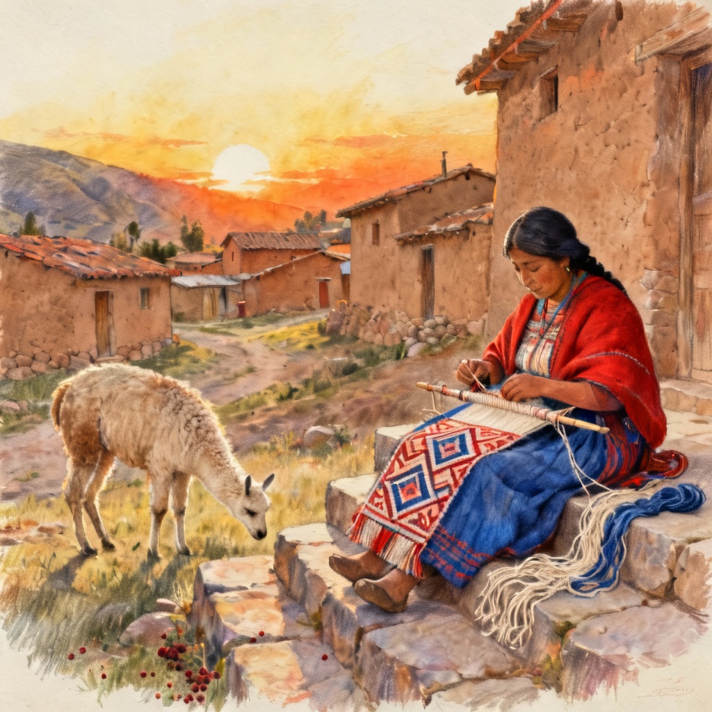 AI Andean cultural illustration with traditional weaving