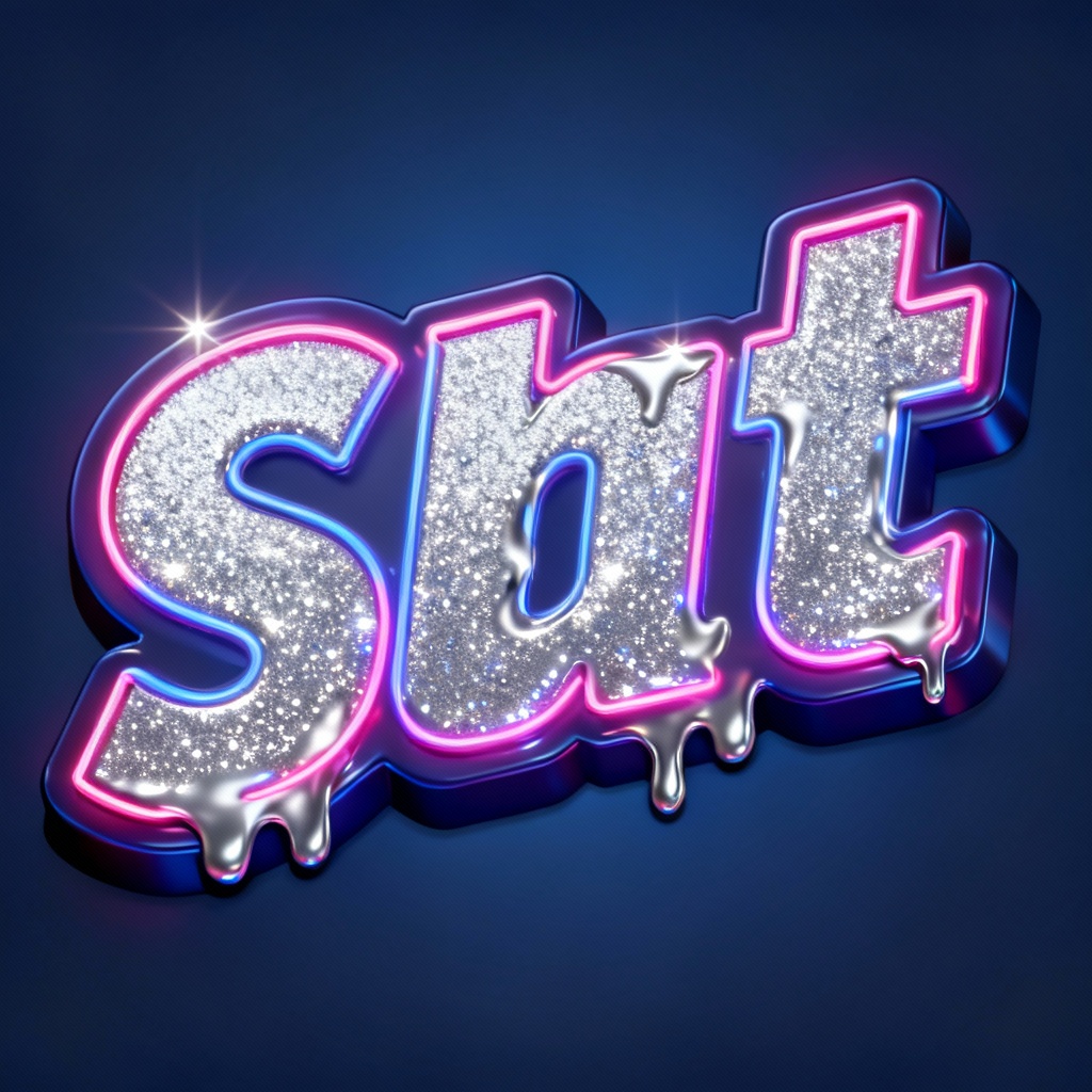 AI Glitter Neon Text Logo