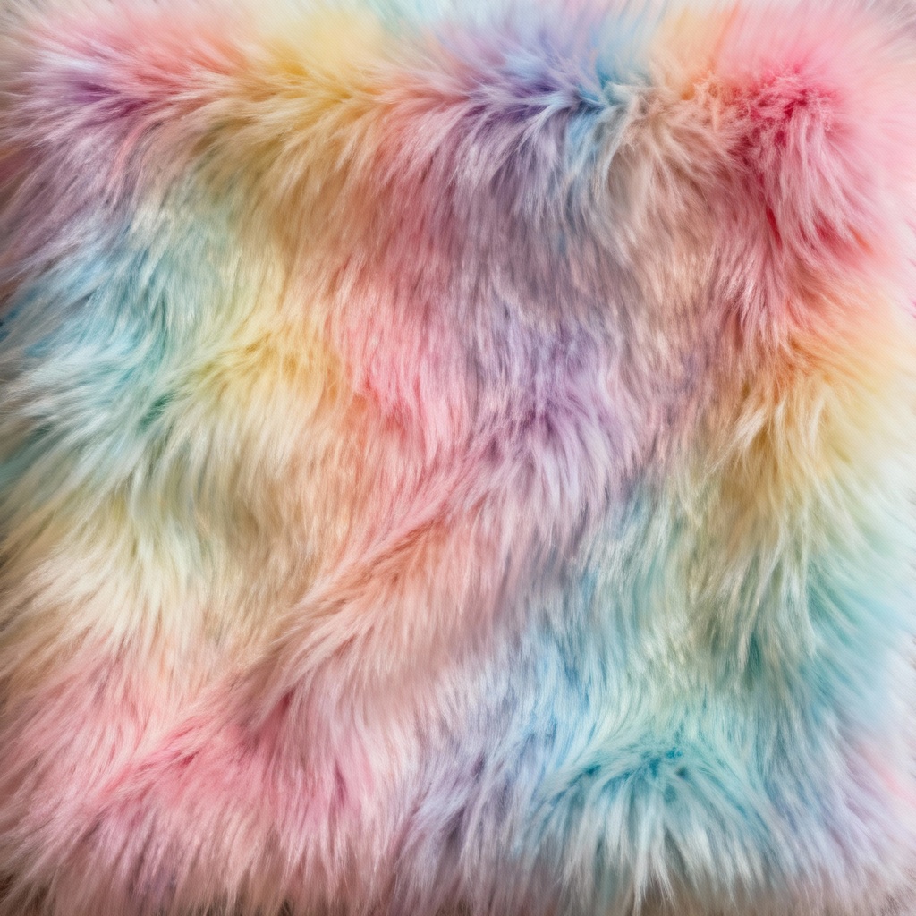 AI seamless pastel rainbow faux fur texture