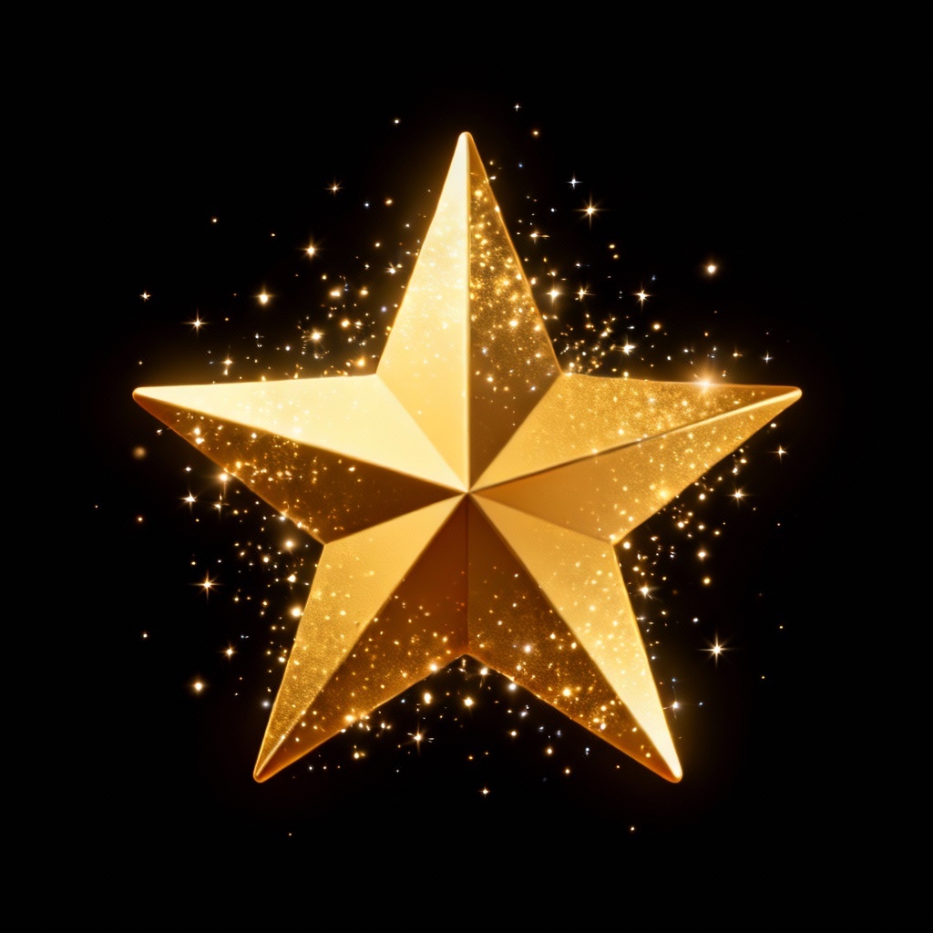 Animated gold star with twinkling sparkles