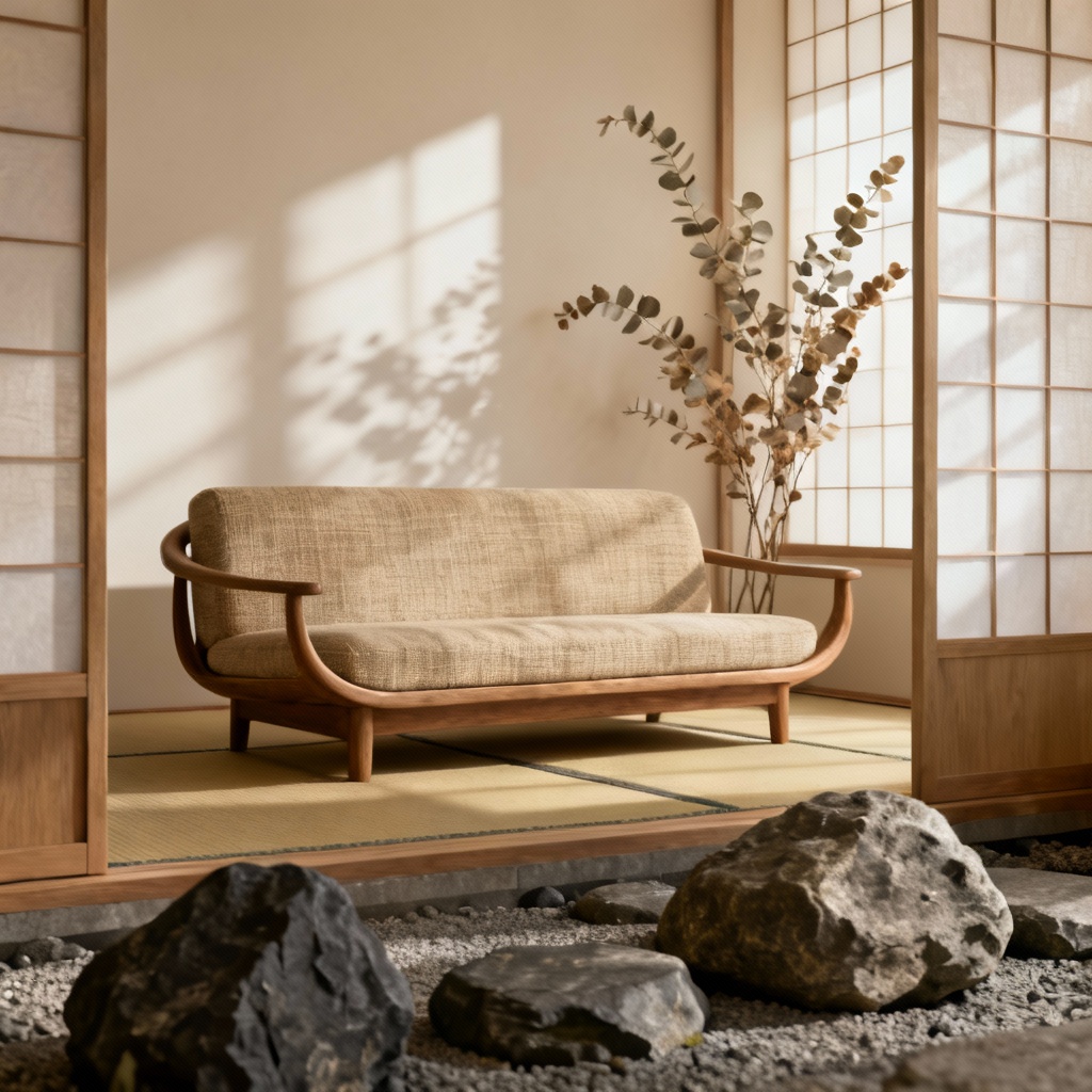 AI Japandi Neutral Fabric Sofa