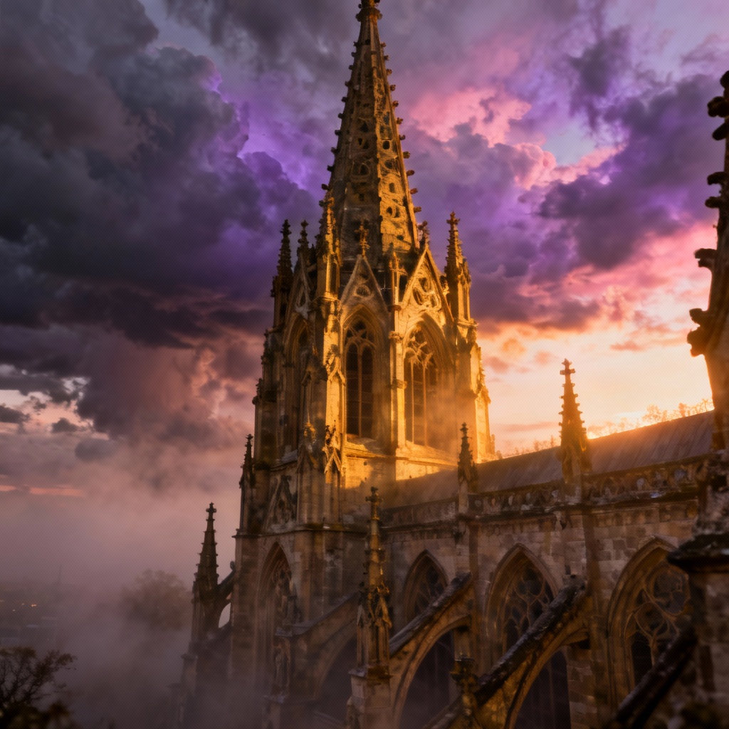 AI Gothic Cathedral Spire at Dusk