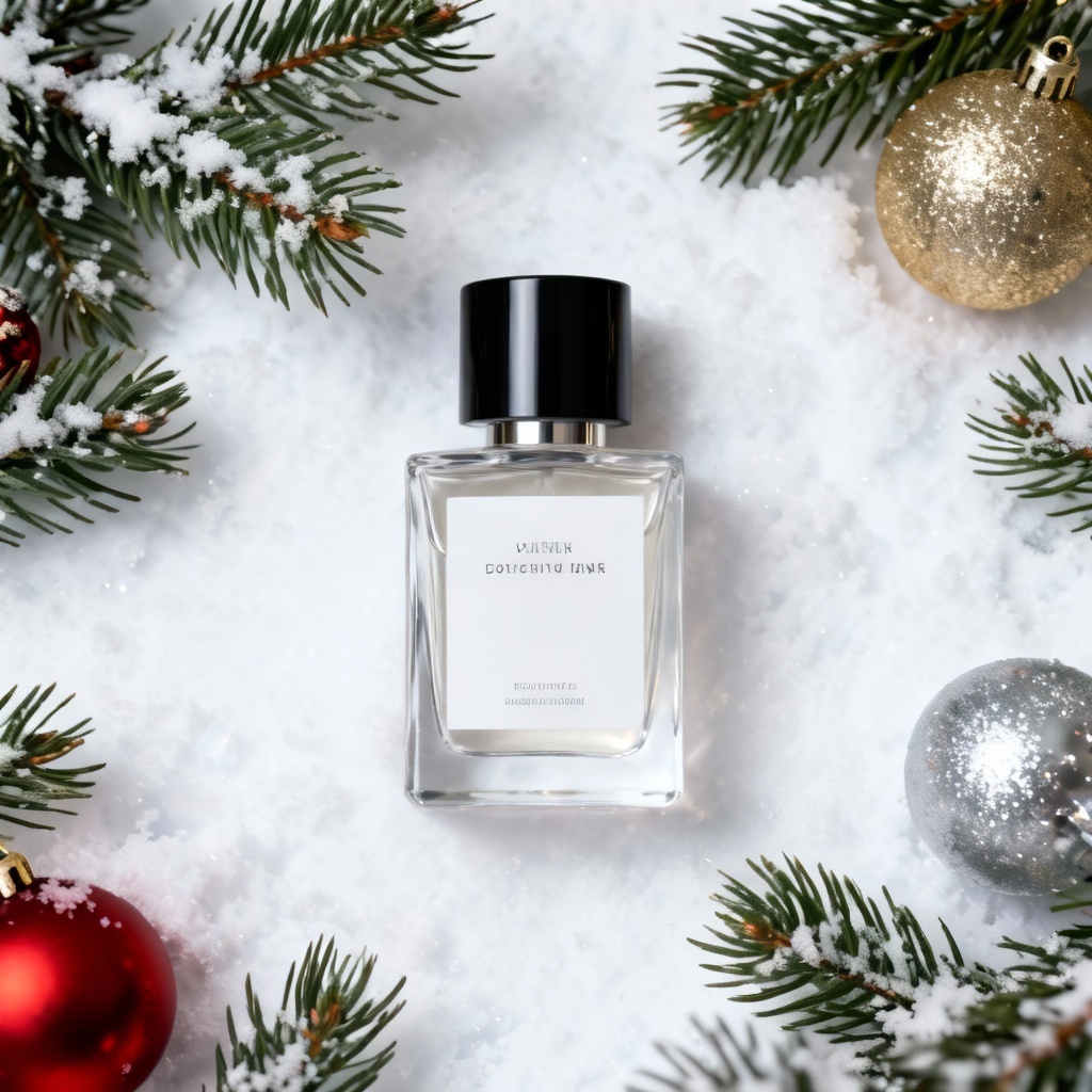 Product image on Christmas-themed background