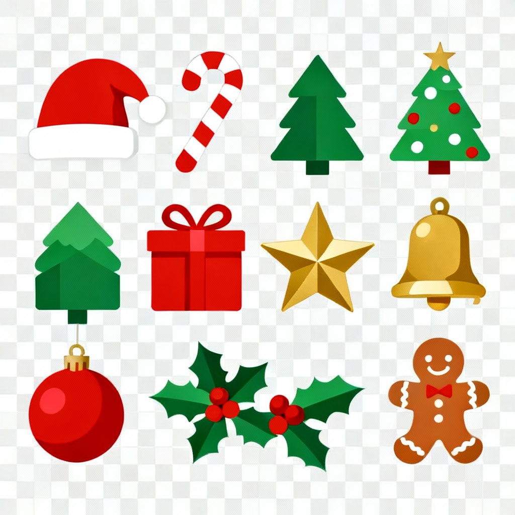 Flat vector Christmas icon pack clip art