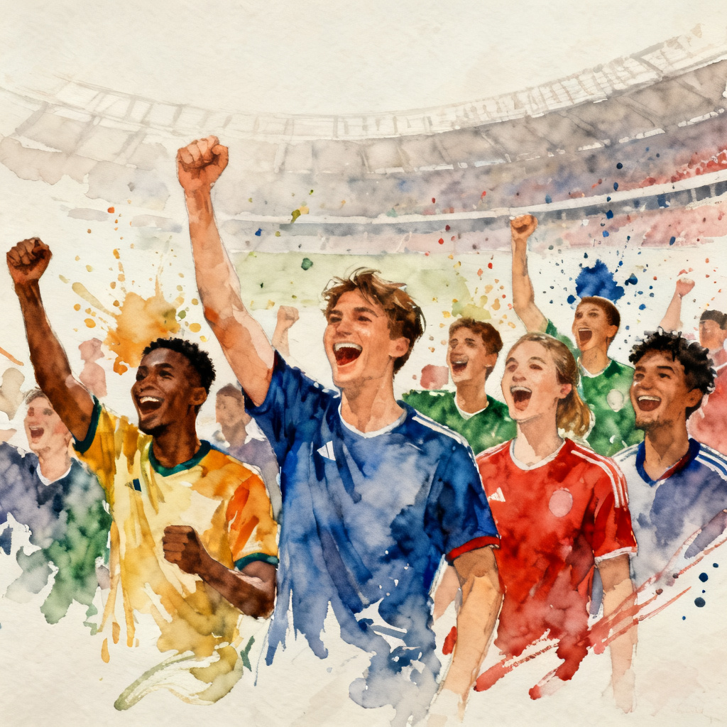 AI watercolor worldcup fan art collage