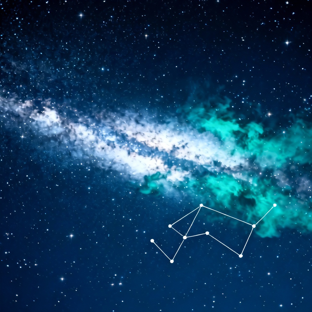 AI astrophotography-style sky with constellation overlay
