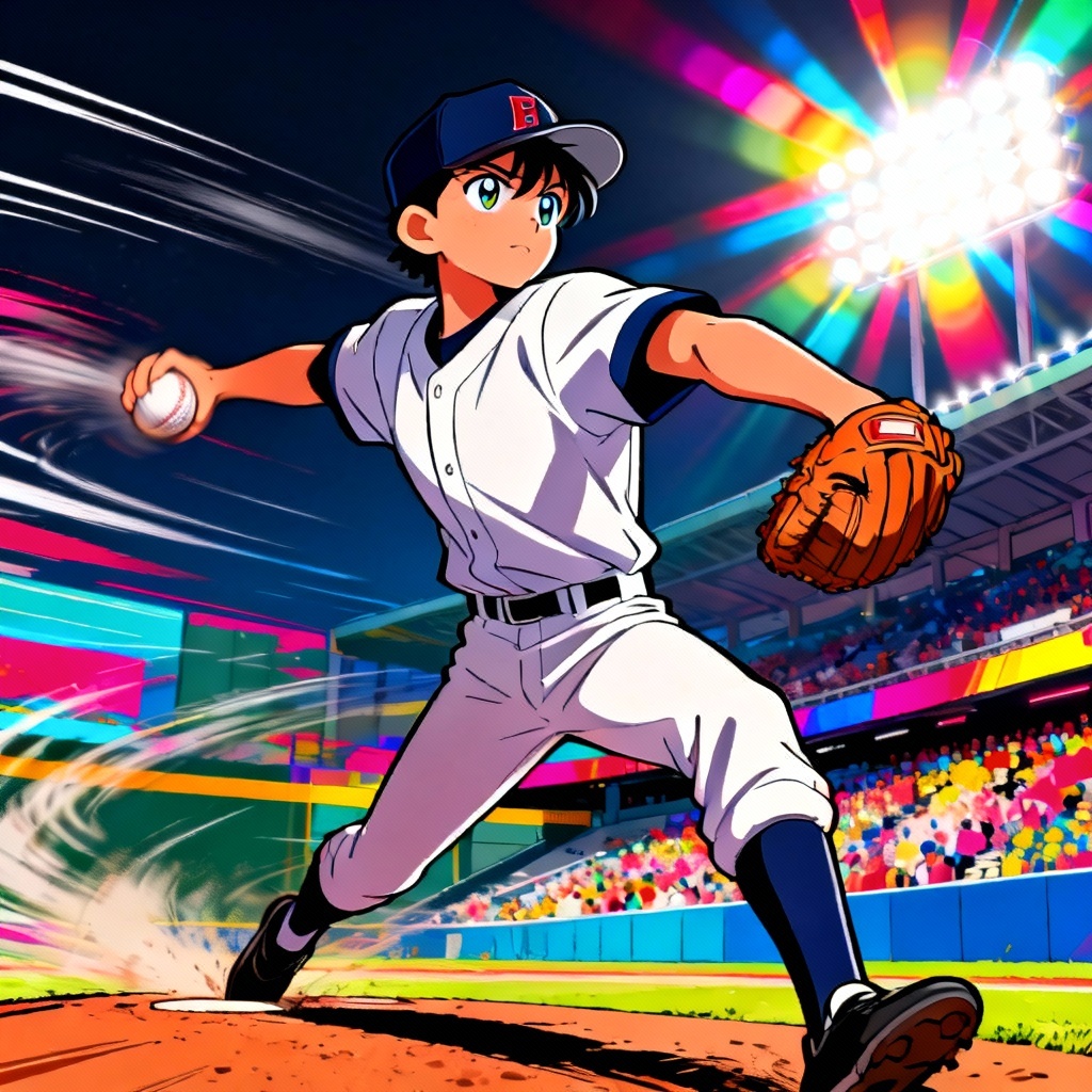 AI anime baseball ace illustration