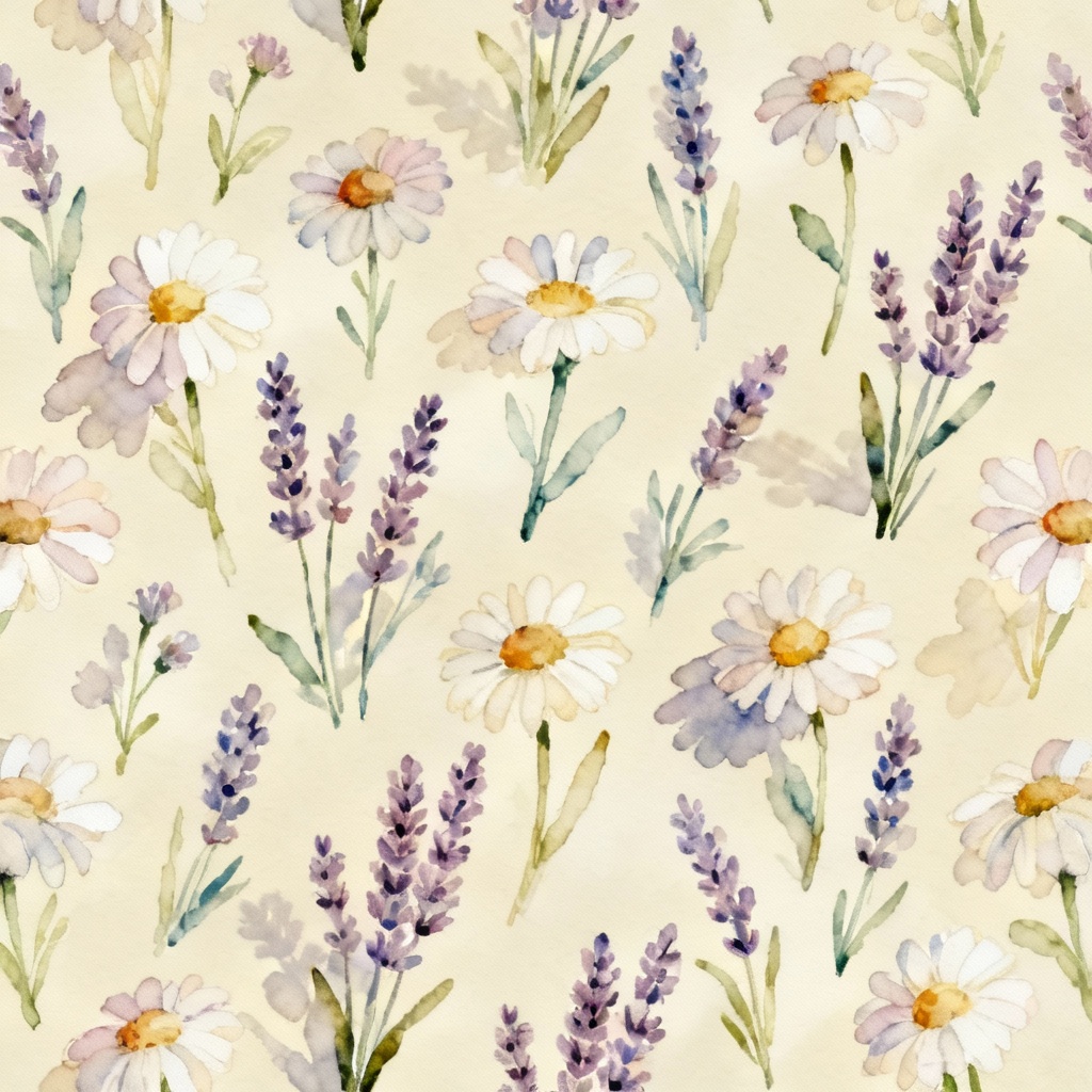 Seamless pastel wildflower pattern tile for textiles
