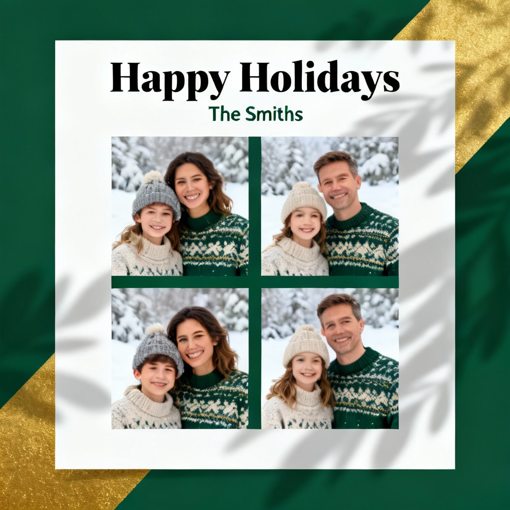 AI Christmas Card Photo Collage Family Layout