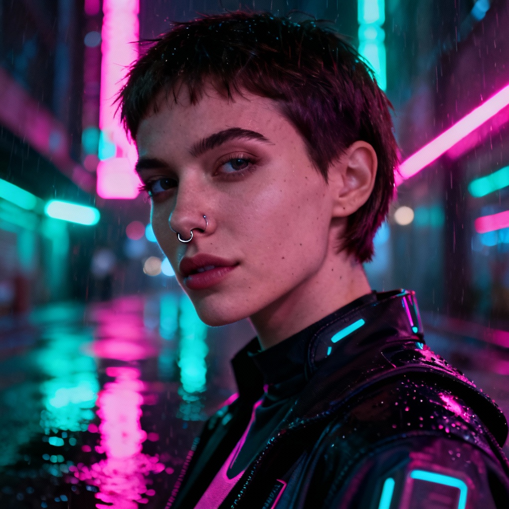 AI cyberpunk face portrait