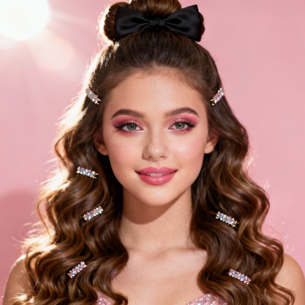 AI Half-Up Bow Bun Prom Hairstyle